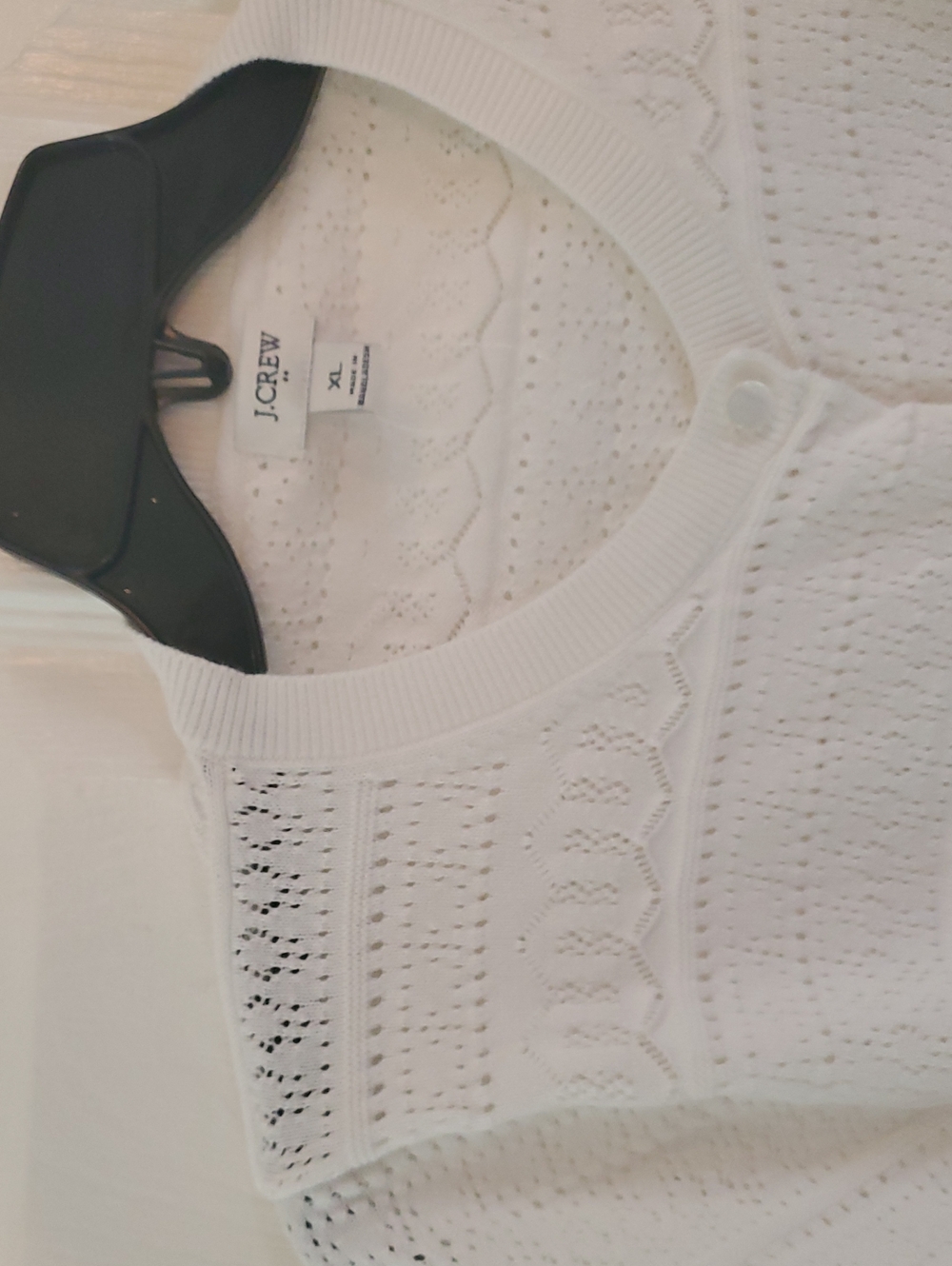 J. Crew White Eyelet Knit Button-Front Sweater - Picture 2 of 3